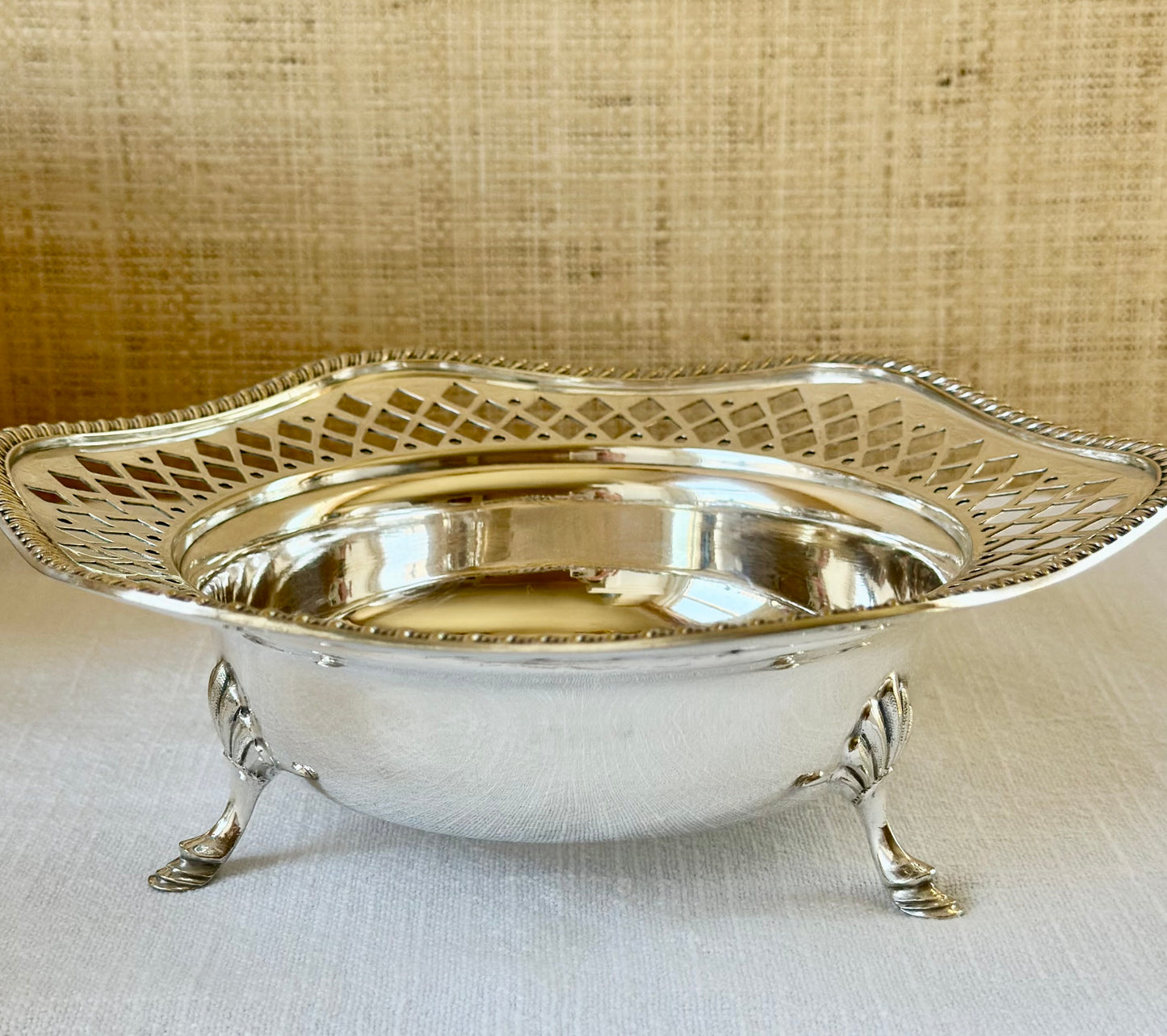 English Sheffield Silverplate Footed Bon Bon Dish