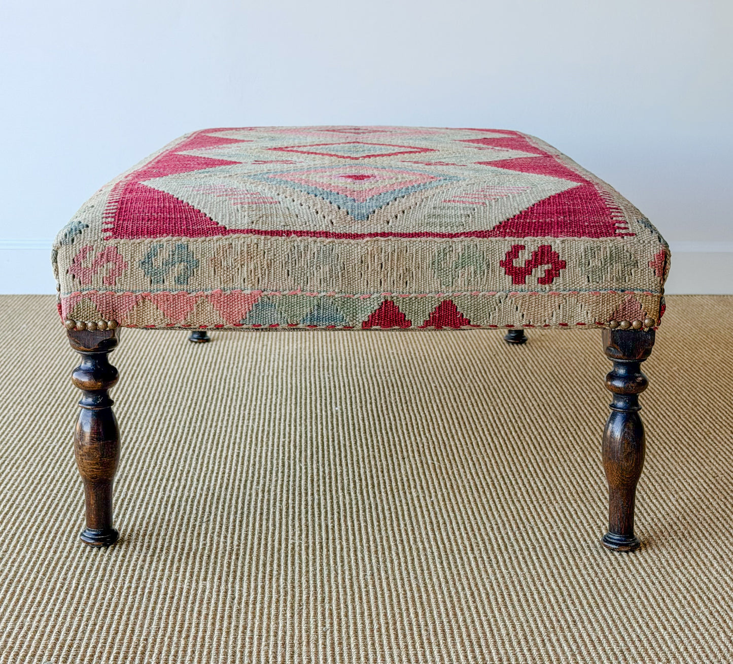 Antique Kilim Footstool (Red/Pink)