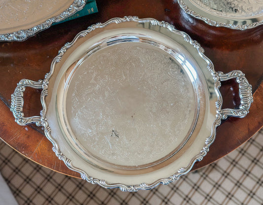 Vintage Silverplate Round Serving Tray
