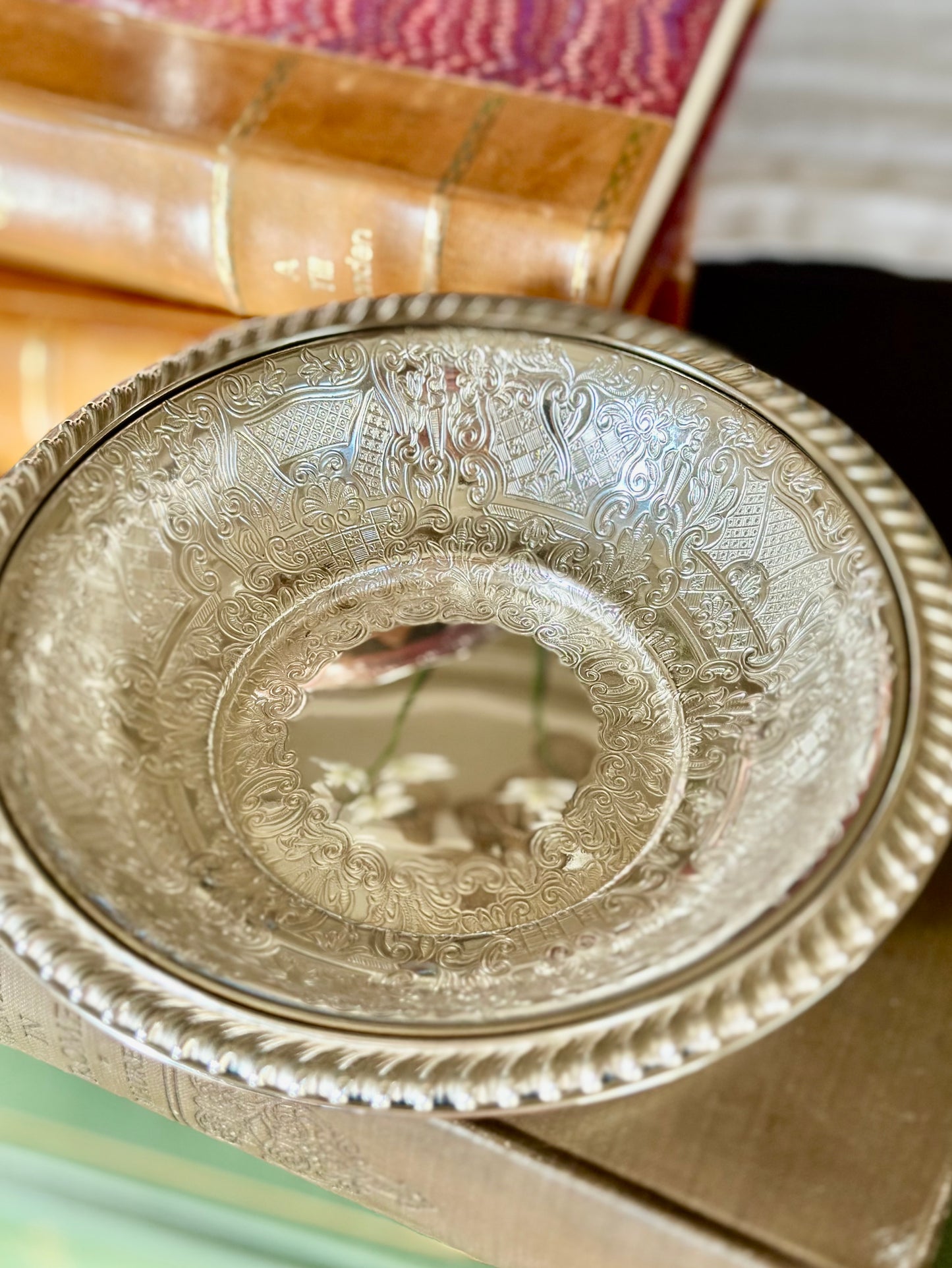 Vintage Intricately Engraved English Silverplate Bowl