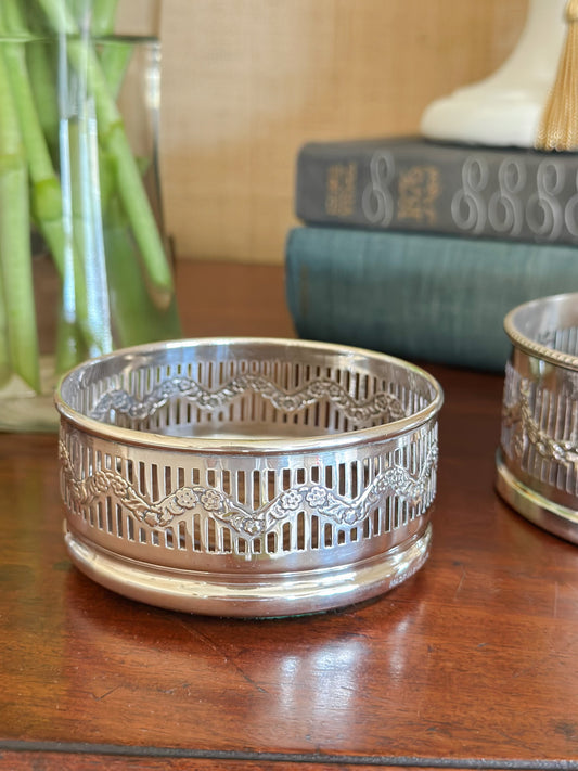 Vintage English Silverplate Wine Coaster