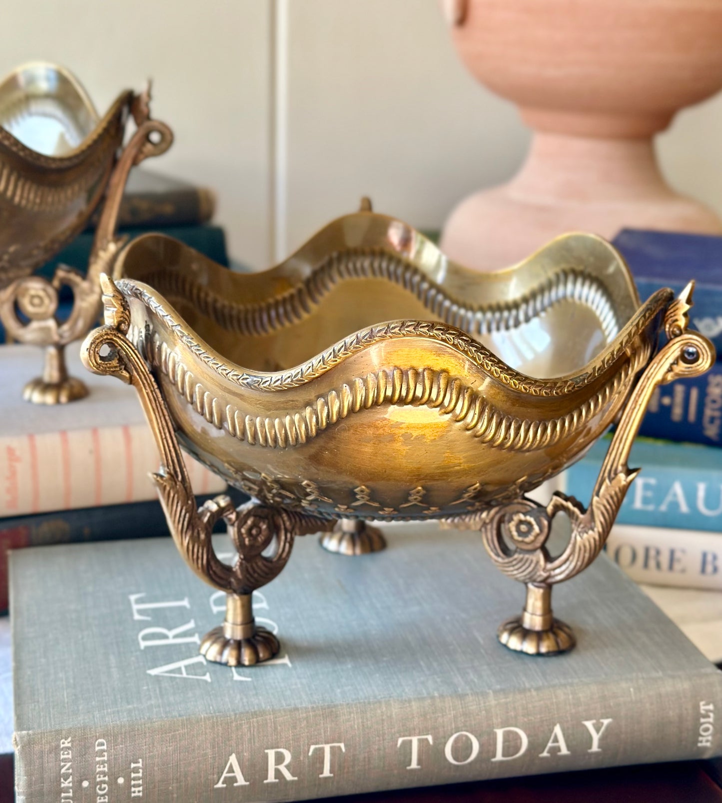 Scalloped Brass Footed Bowl