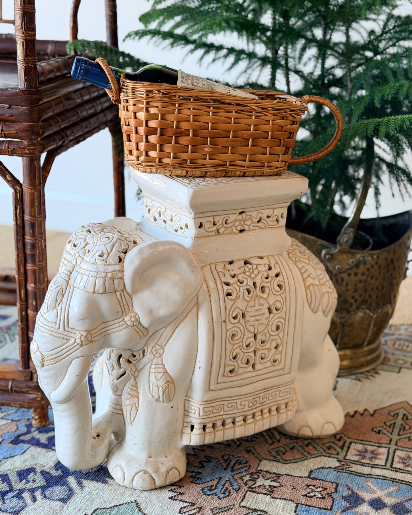 Pair of Vintage Ceramic Elephant Plant Stands