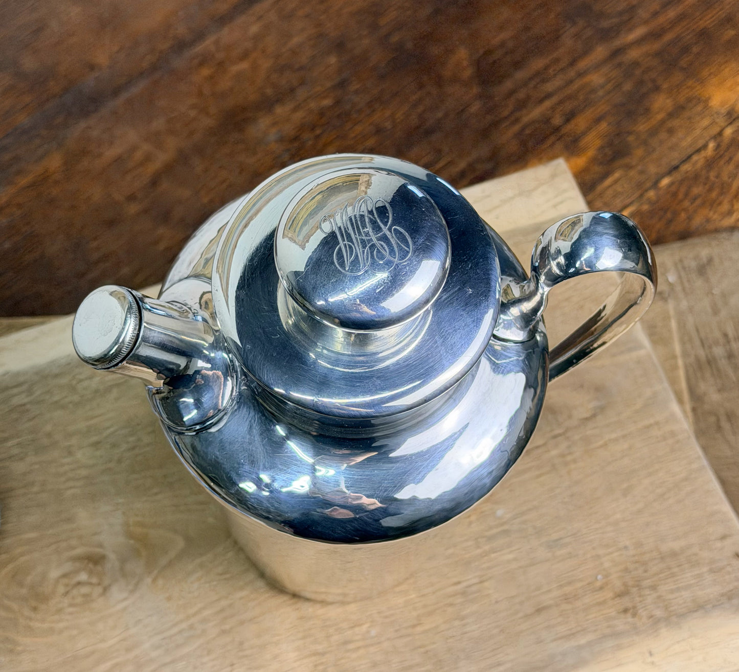 Vintage Meriden Hammered Silverplate Cocktail Shaker