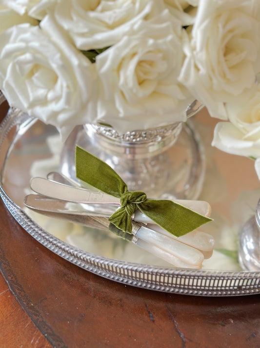 Antique Sterling and Mother of Pearl Handled Butter Knives (Set of 4)