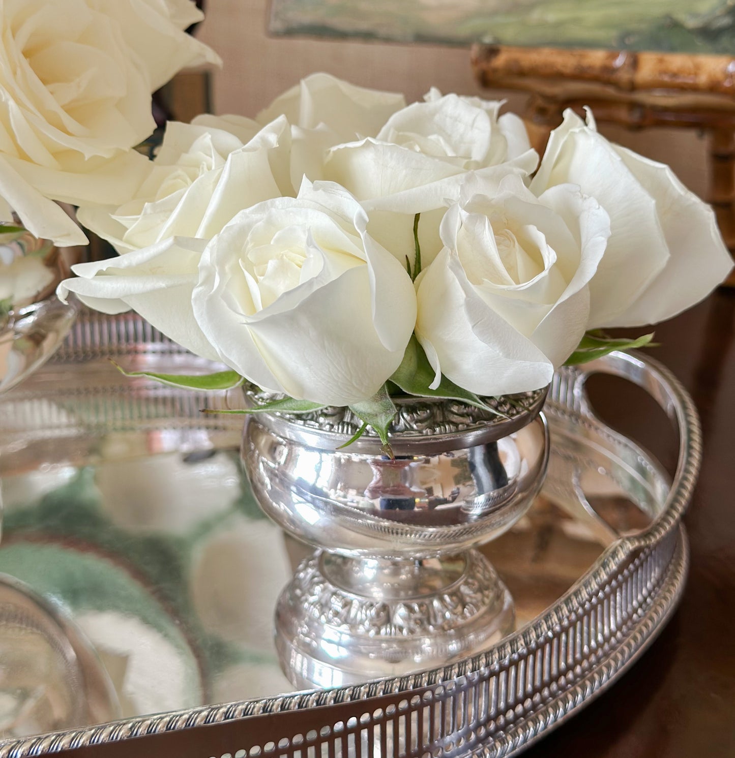 Vintage English Silverplate Rose Bowl