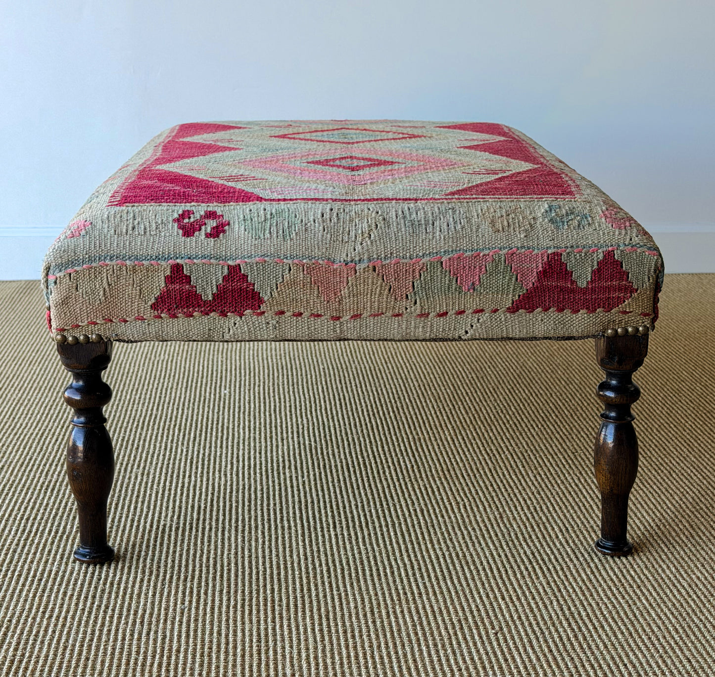 Antique Kilim Footstool (Red/Pink)