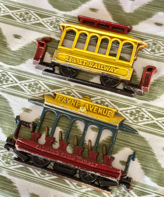 Vintage Cast Iron Cable Car Wall Hangings (Set of 2)