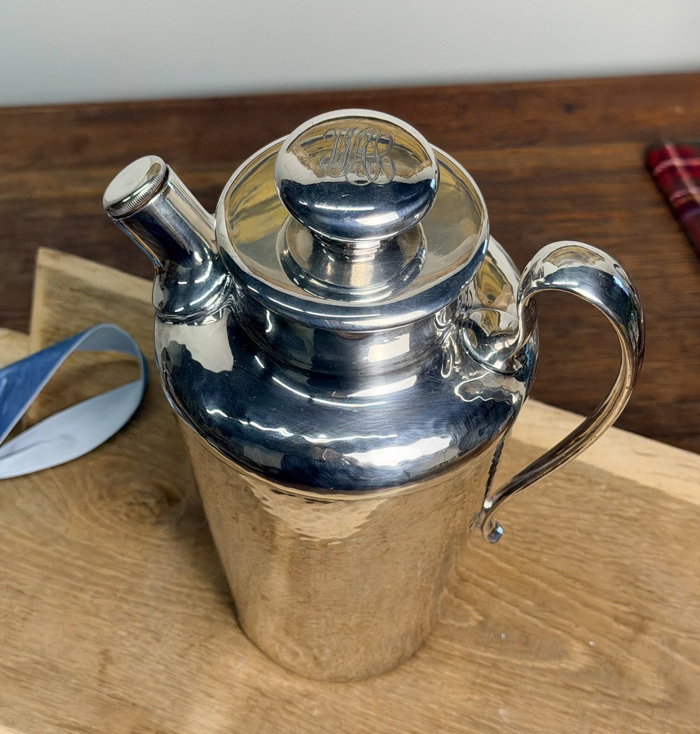 Vintage Meriden Hammered Silverplate Cocktail Shaker