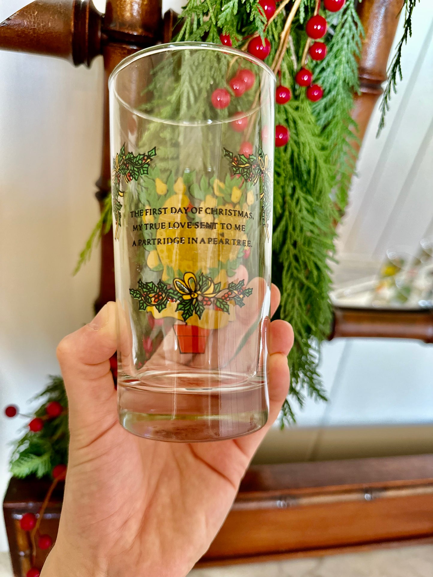 Vintage Indiana Glass Twelve Days of Christmas Tall Glasses