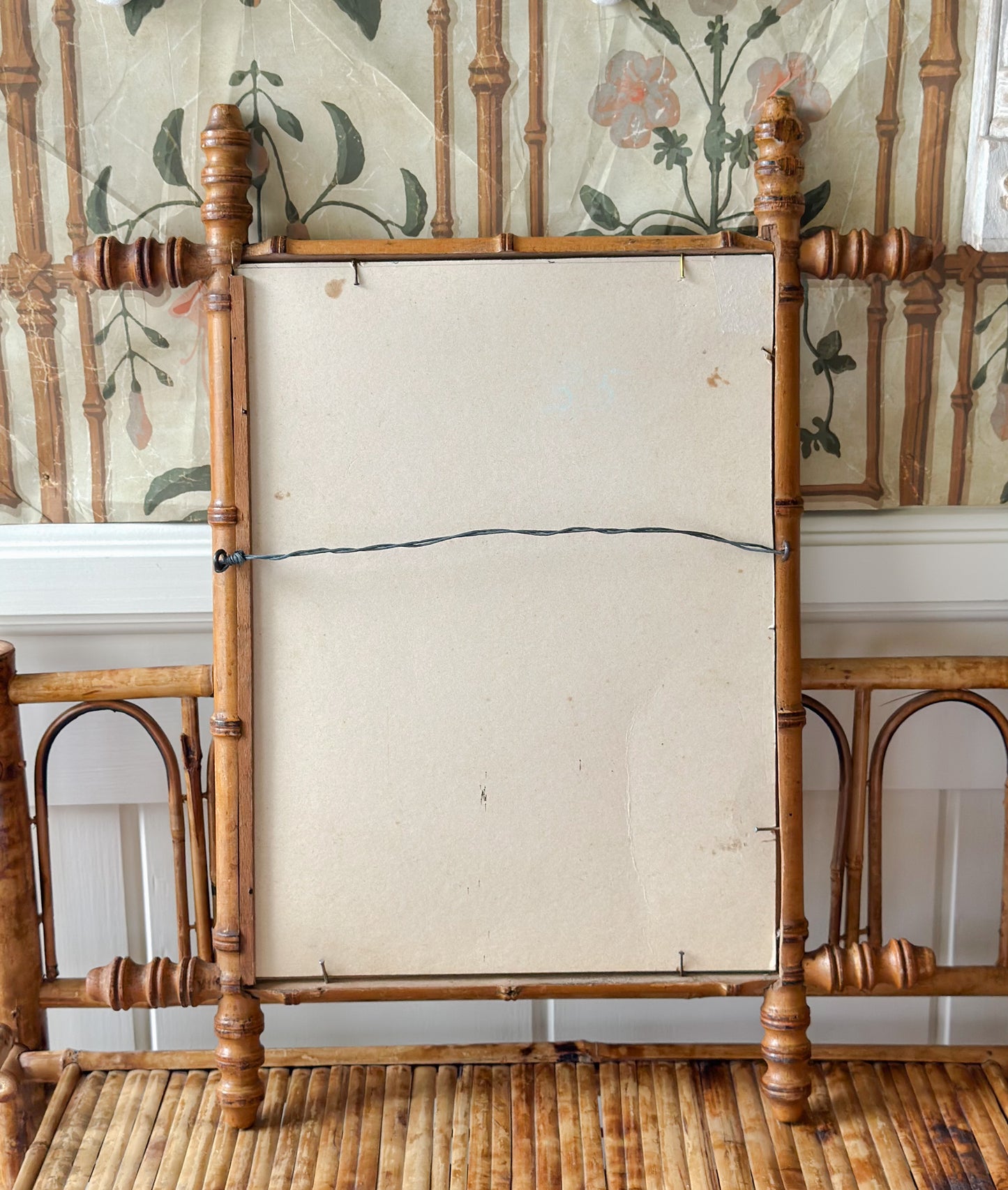 Antique French Faux Bamboo Mirror