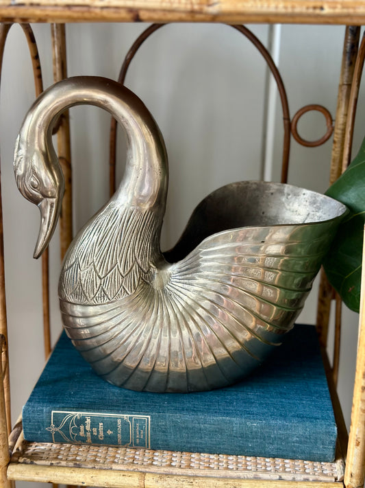 Brass Swan Planter