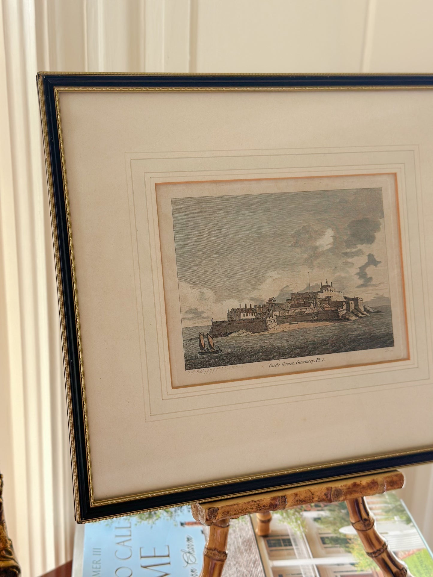 Castle Cornet, Guernsey Framed Antique Hand-Colored Engraving