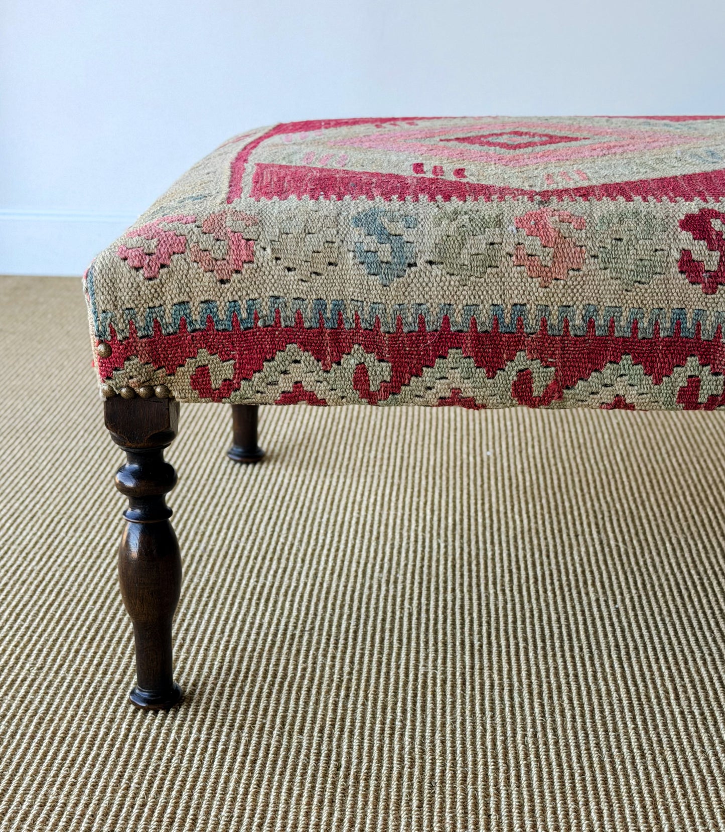 Antique Kilim Footstool (Red/Pink)