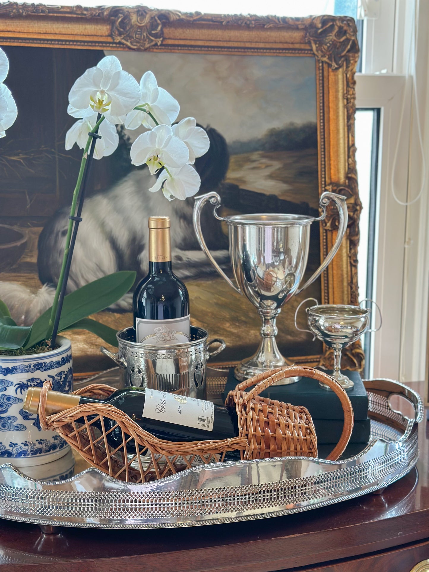 Vintage French Wicker Wine Basket