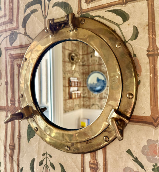 Vintage Brass Porthole Mirror
