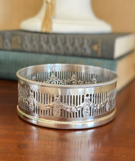 Vintage English Silverplate Wine Coaster