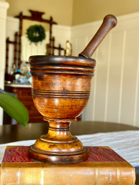 Antique Wood Mortar & Pestle