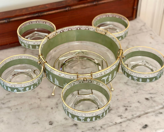 Vintage Jeanette Glass Hellenic 4-Way Server Set