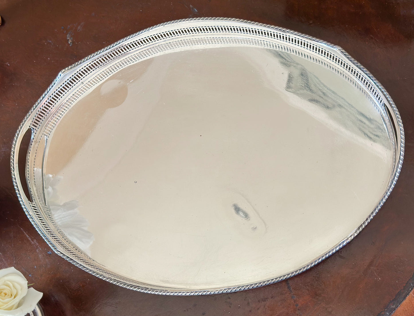 English Silverplate Oval Gallery Tray