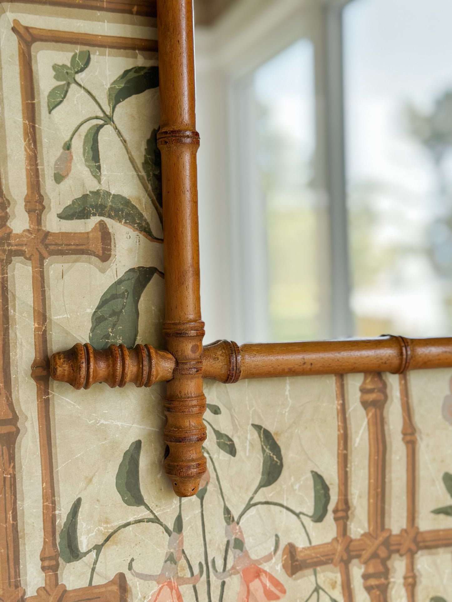 Antique French Faux Bamboo Mirror