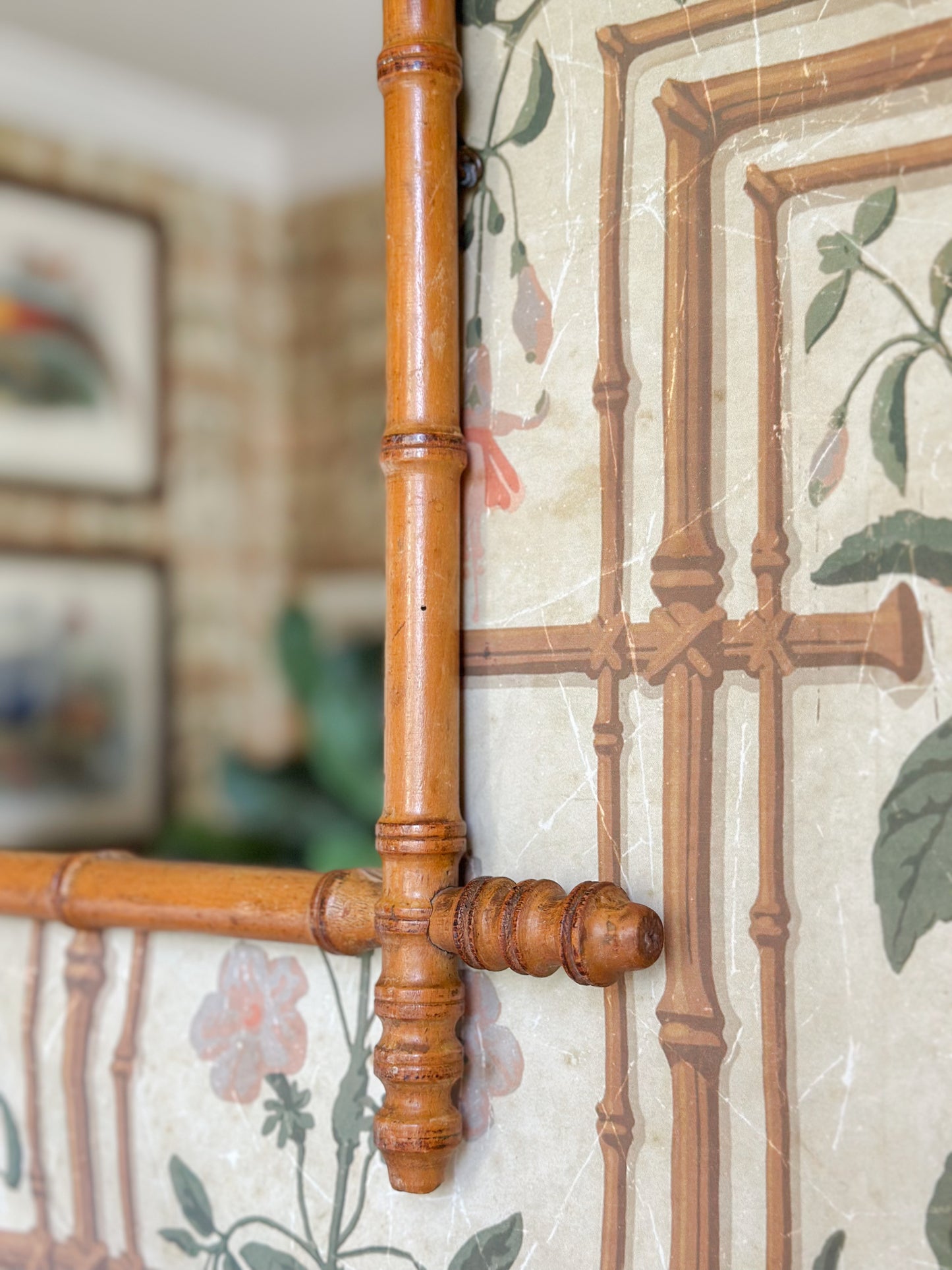 Antique French Faux Bamboo Mirror