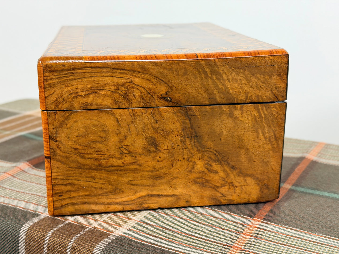 Antique Burl Walnut Tunbridge Ware Box