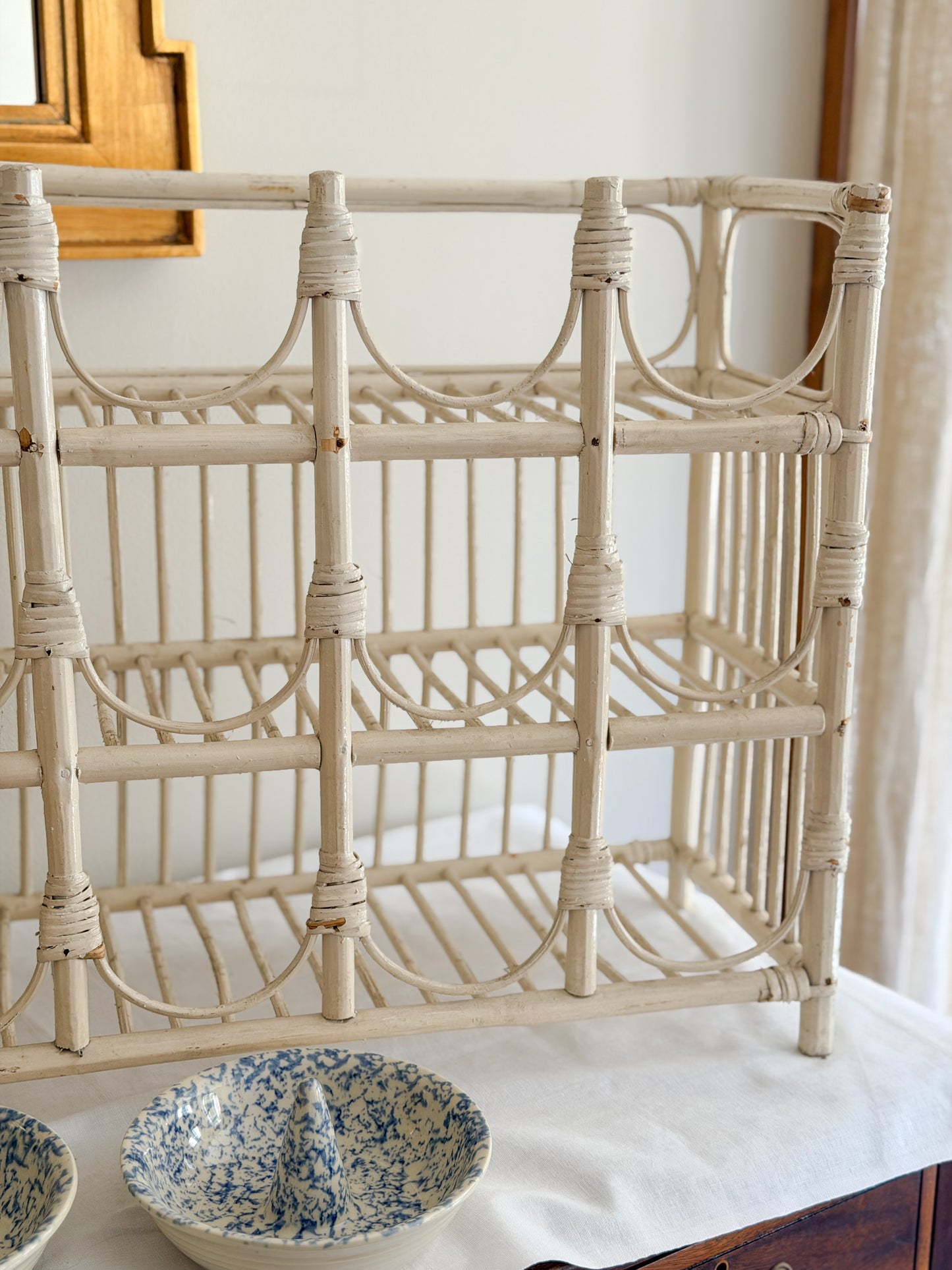 Vintage Painted Bamboo Wine Rack