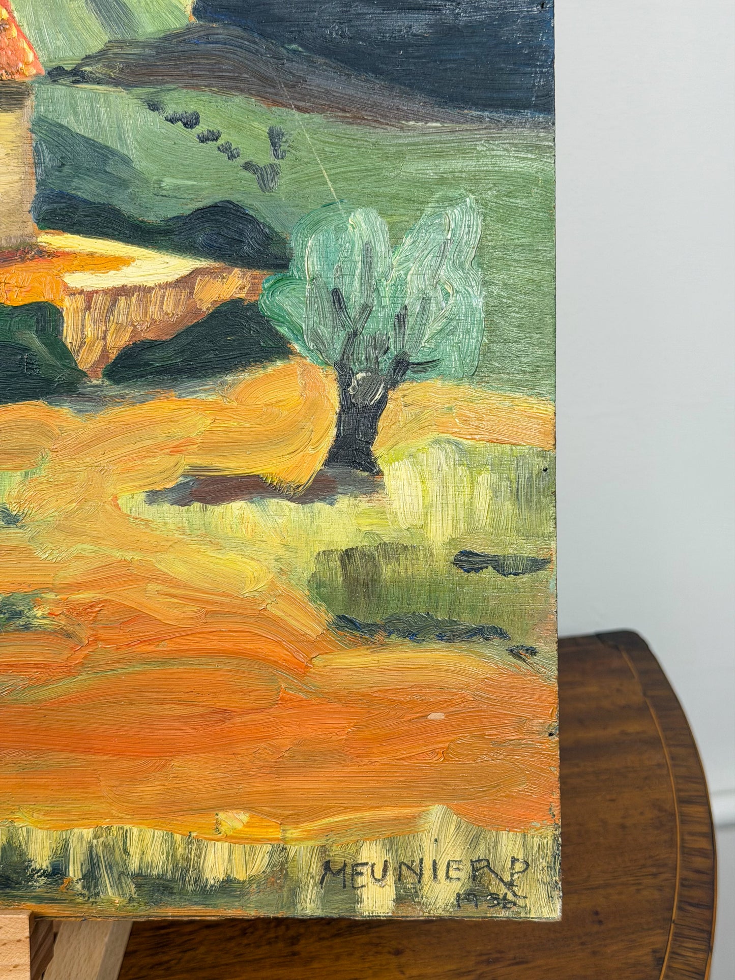 Naive Oil On Panel Painting ‘Mountainside Mill’