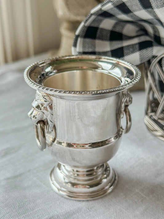English Silverplate Lion’s Head Mini Champagne Bucket