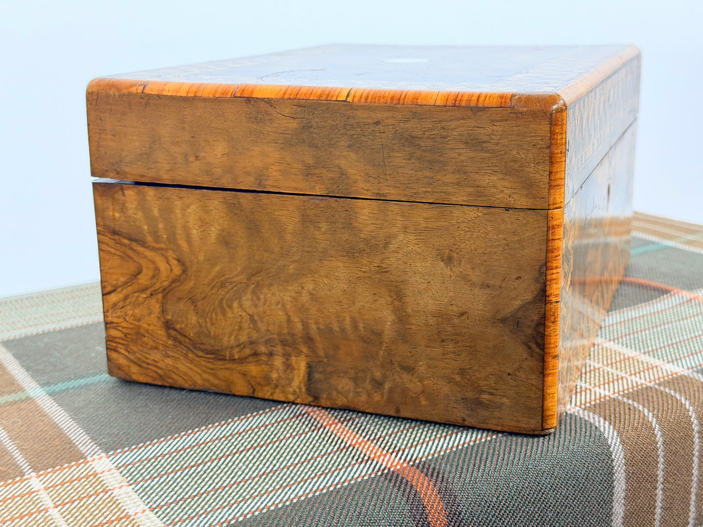 Antique Burl Walnut Tunbridge Ware Box