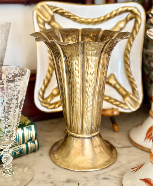 Italian Hammered Brass Vase