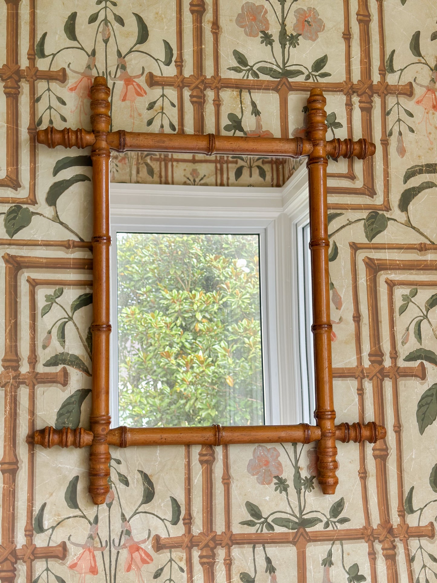 Antique French Faux Bamboo Mirror