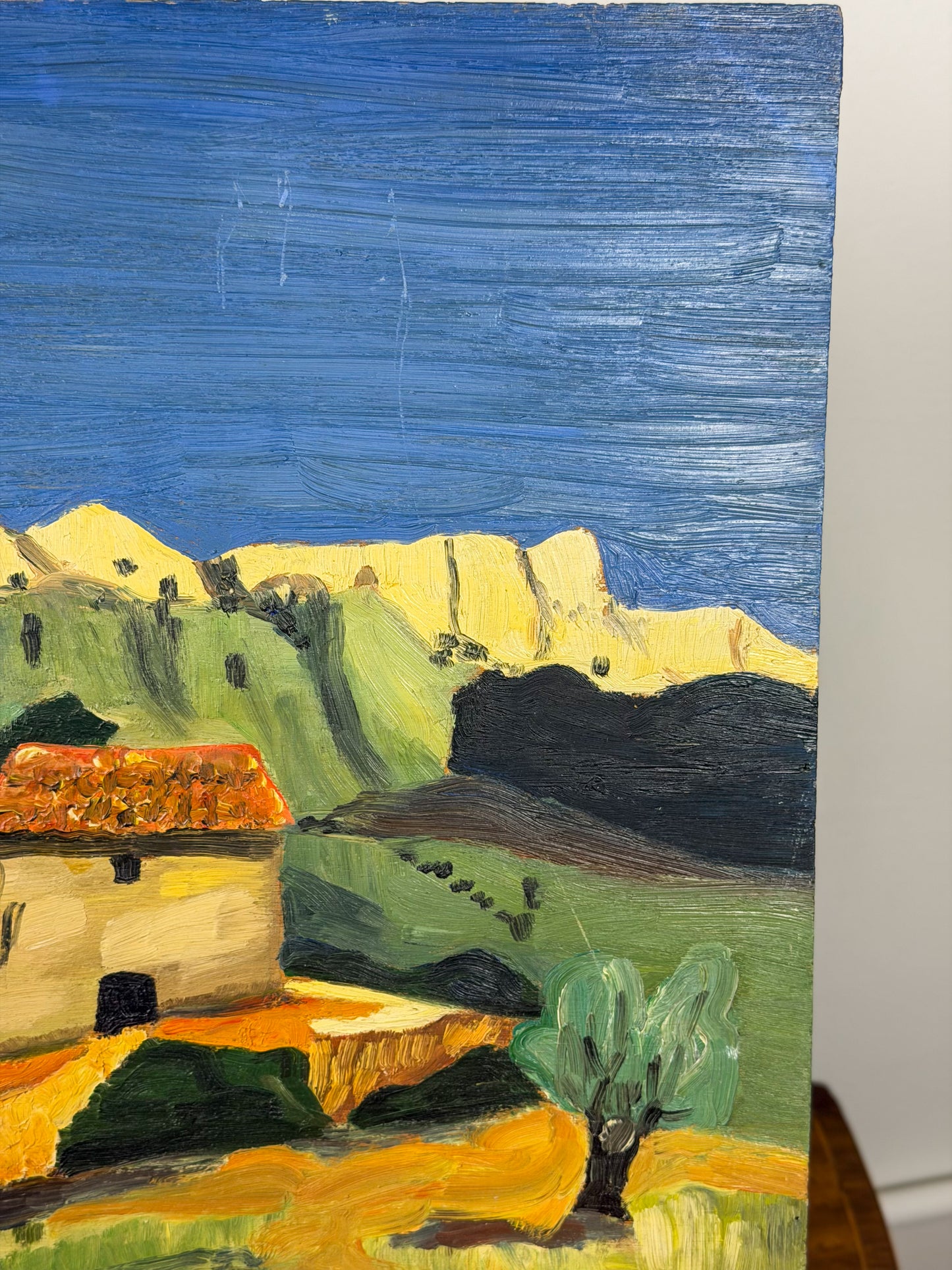 Naive Oil On Panel Painting ‘Mountainside Mill’