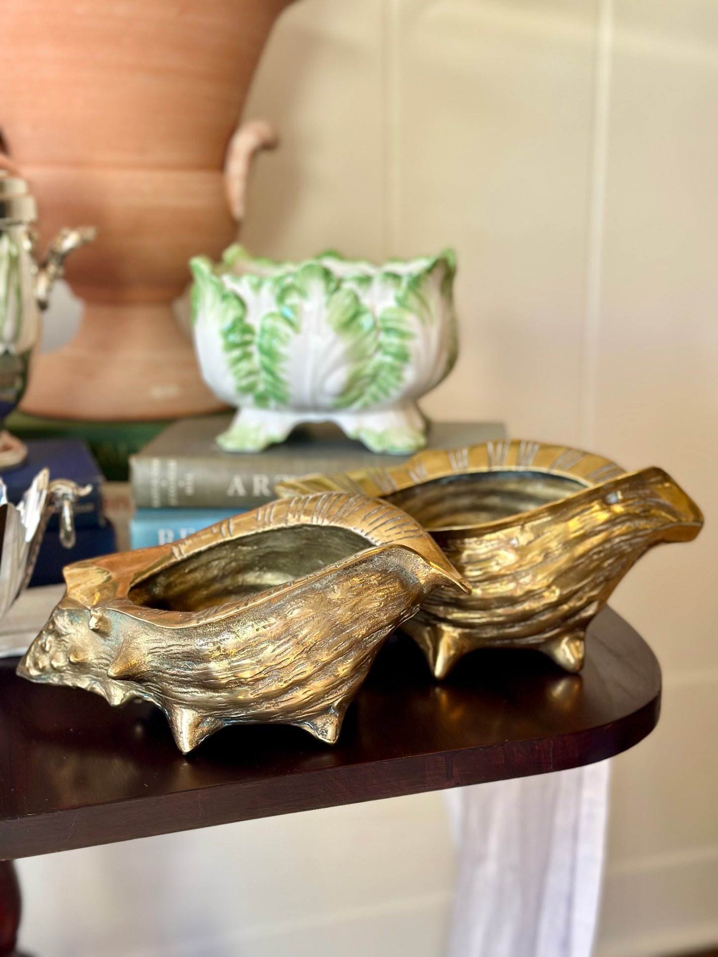 Brass Regency Conch Shell Planters