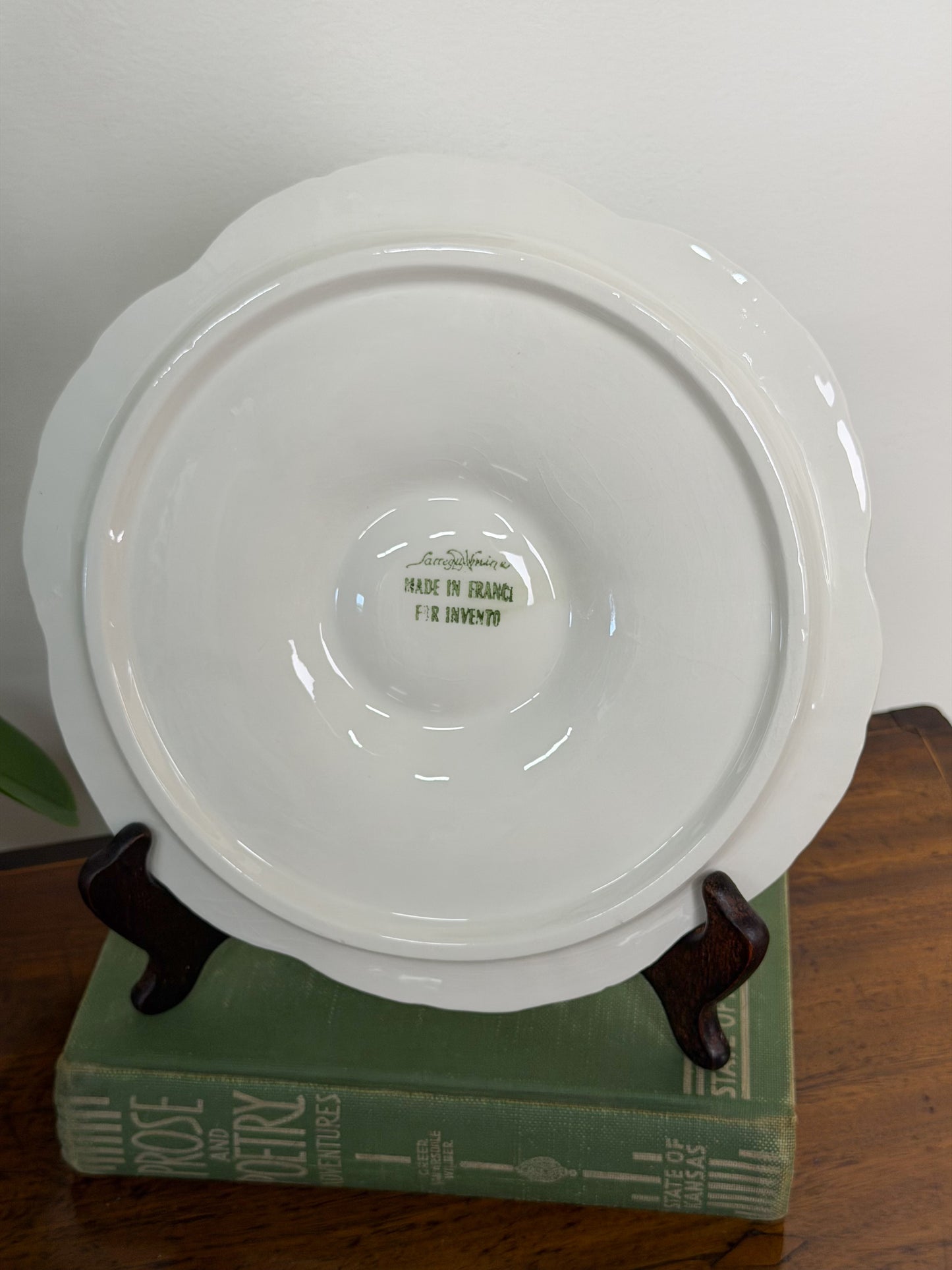 Vintage White Sarreguemines Majolica Oyster Plates