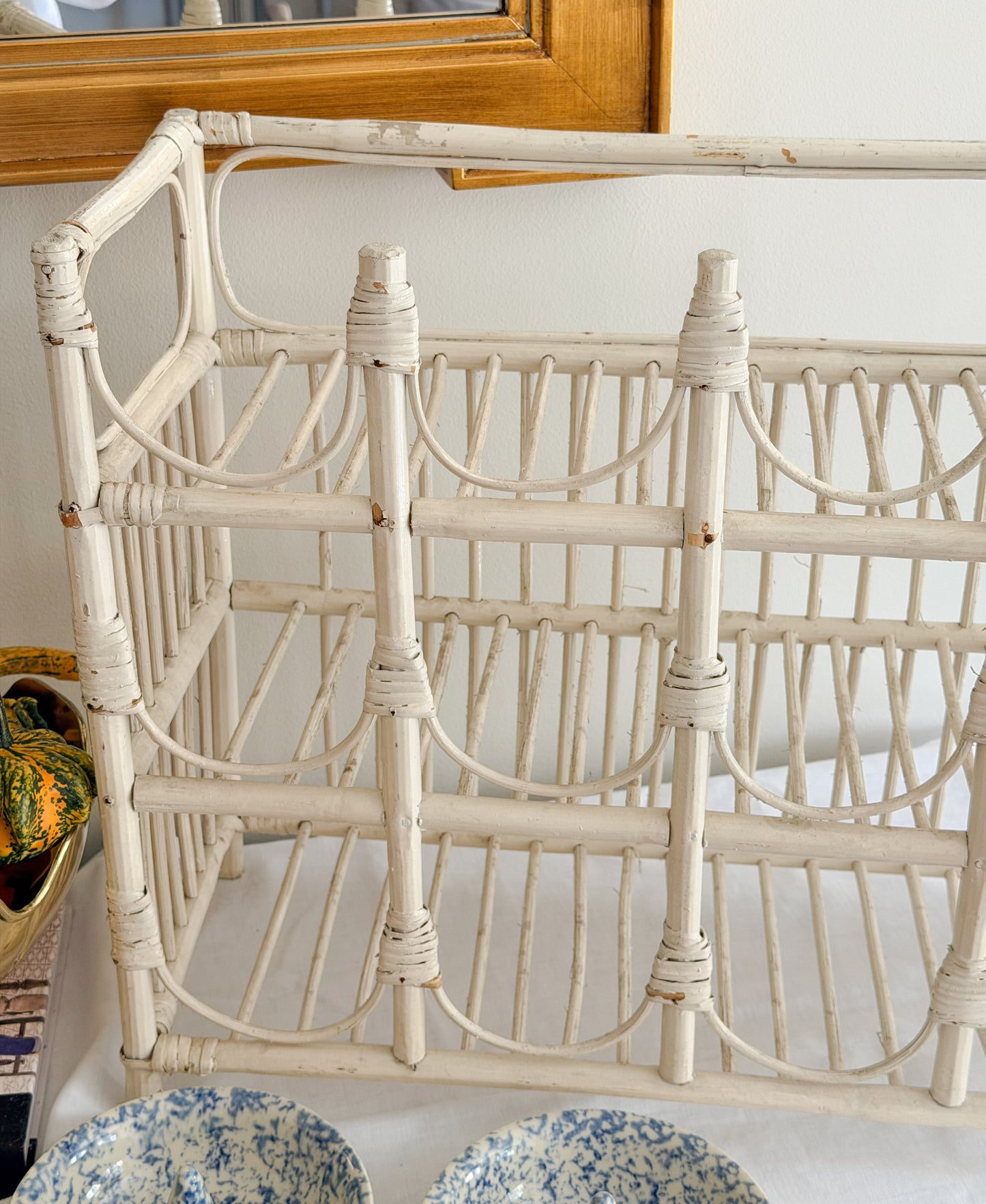 Vintage Painted Bamboo Wine Rack