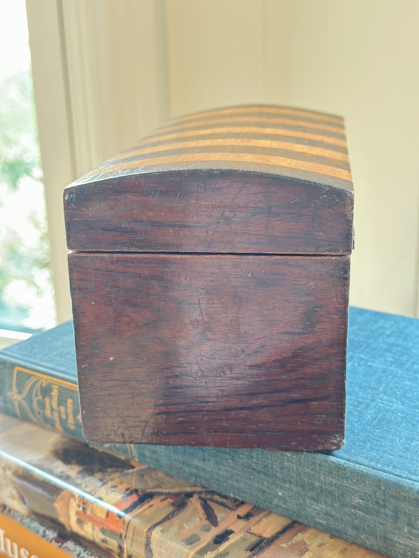 Antique Striped Wooden Tea Caddy