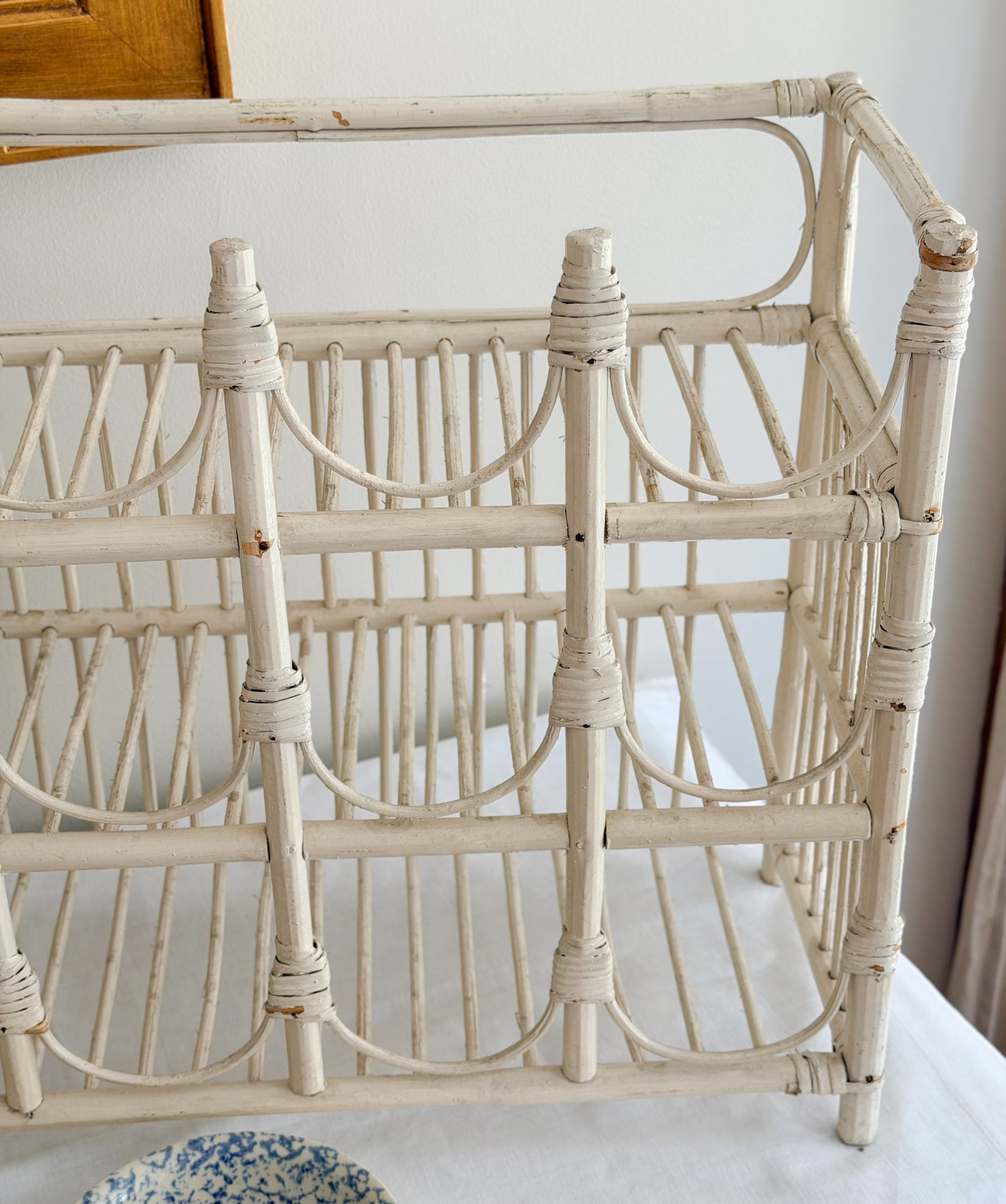 Vintage Painted Bamboo Wine Rack