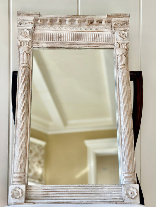 Neoclassical Style Whitewashed Mirror