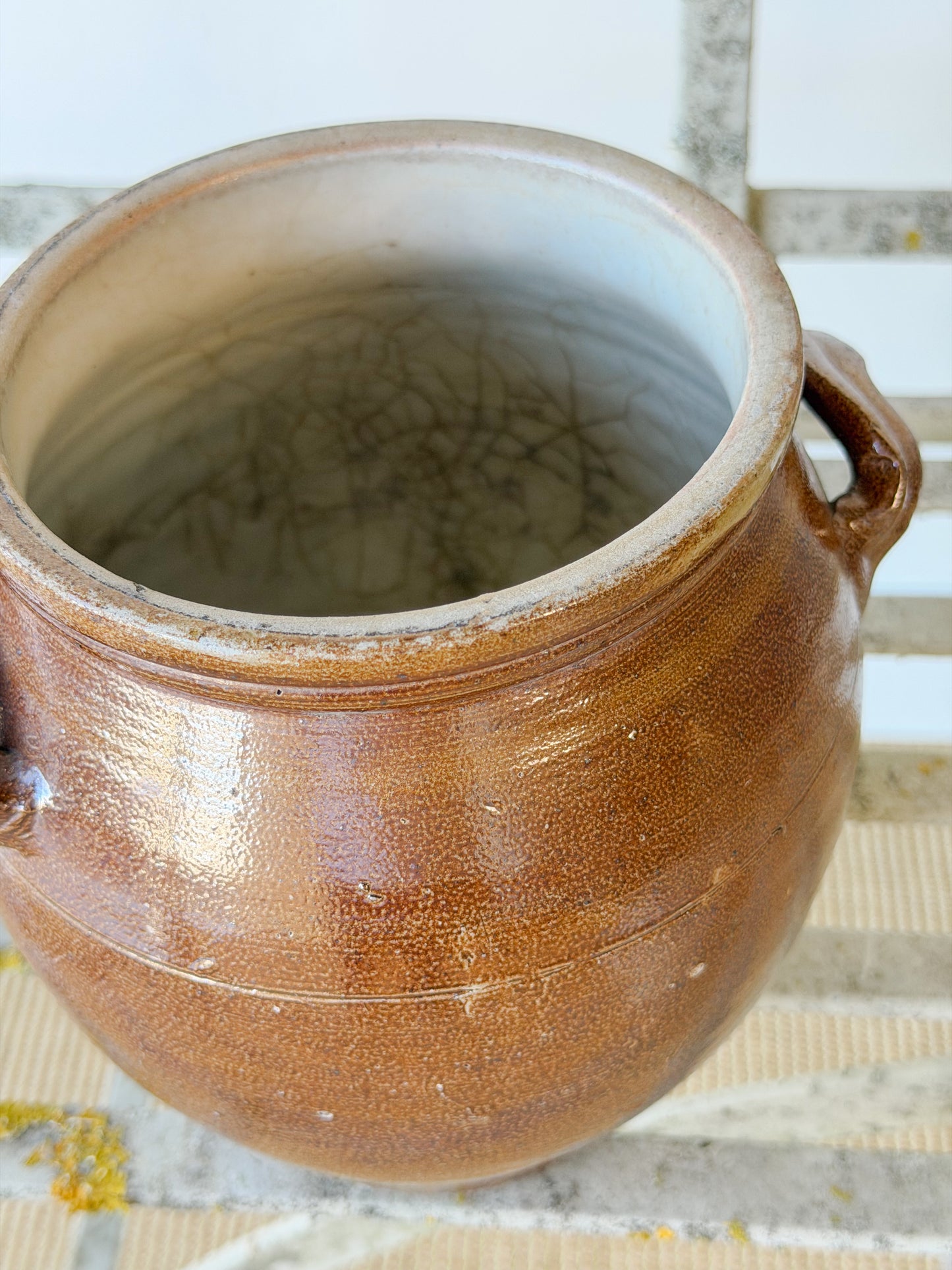 Antique French Glazed Earthenware Confit Crock