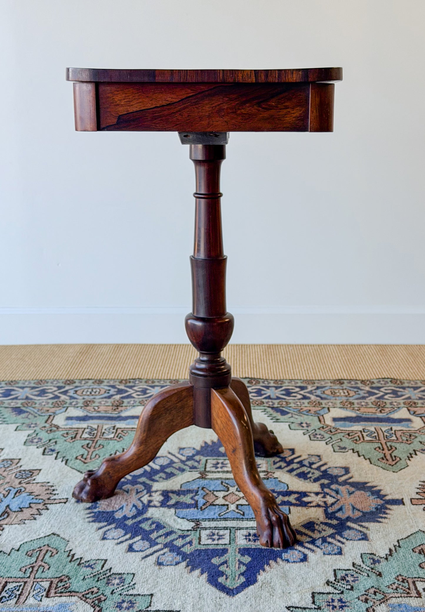 Georgian Mahogany Clawfoot Pedestal Side Table