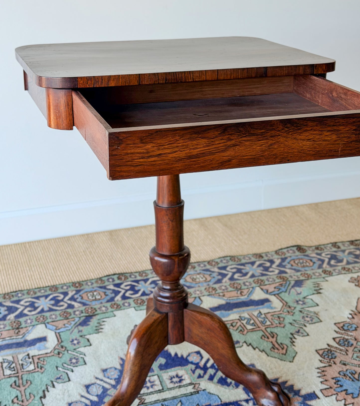 Georgian Mahogany Clawfoot Pedestal Side Table