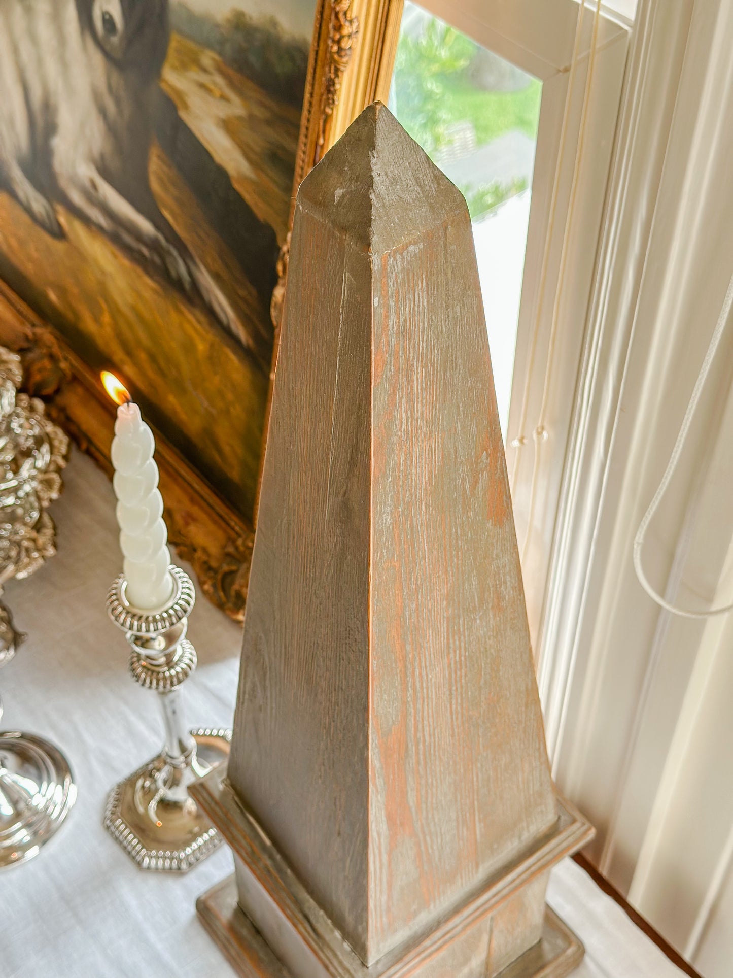Wooden Obelisk Pair