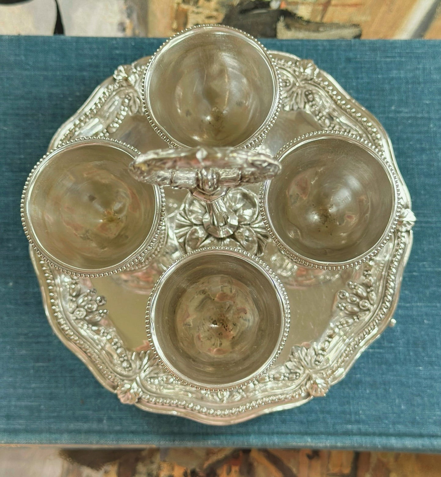 Antique Victorian Silverplate Egg Cruet