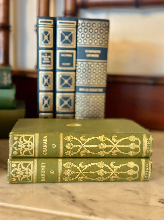 Antique Green & Gold Book Pair