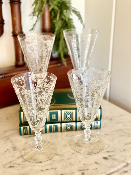 Cambridge ‘Diane’ Etched Crystal Iced Tea Glasses (Set of 4)