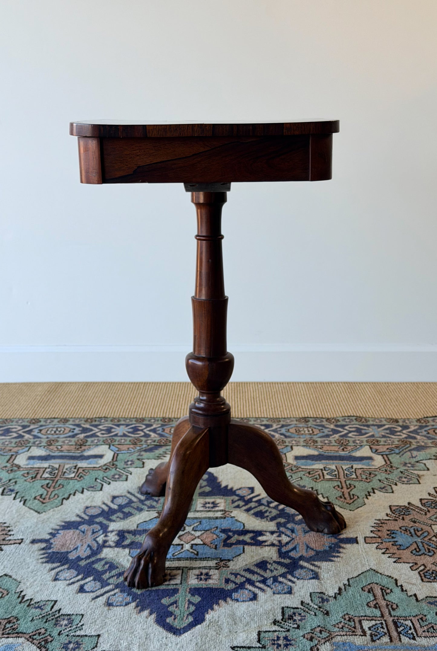 Georgian Mahogany Clawfoot Pedestal Side Table