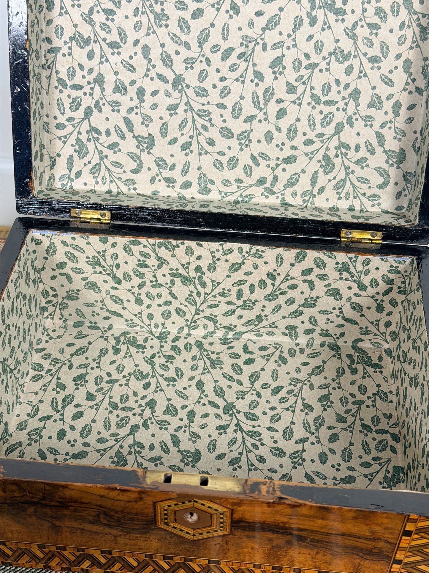 Antique Burl Walnut Tunbridge Ware Box