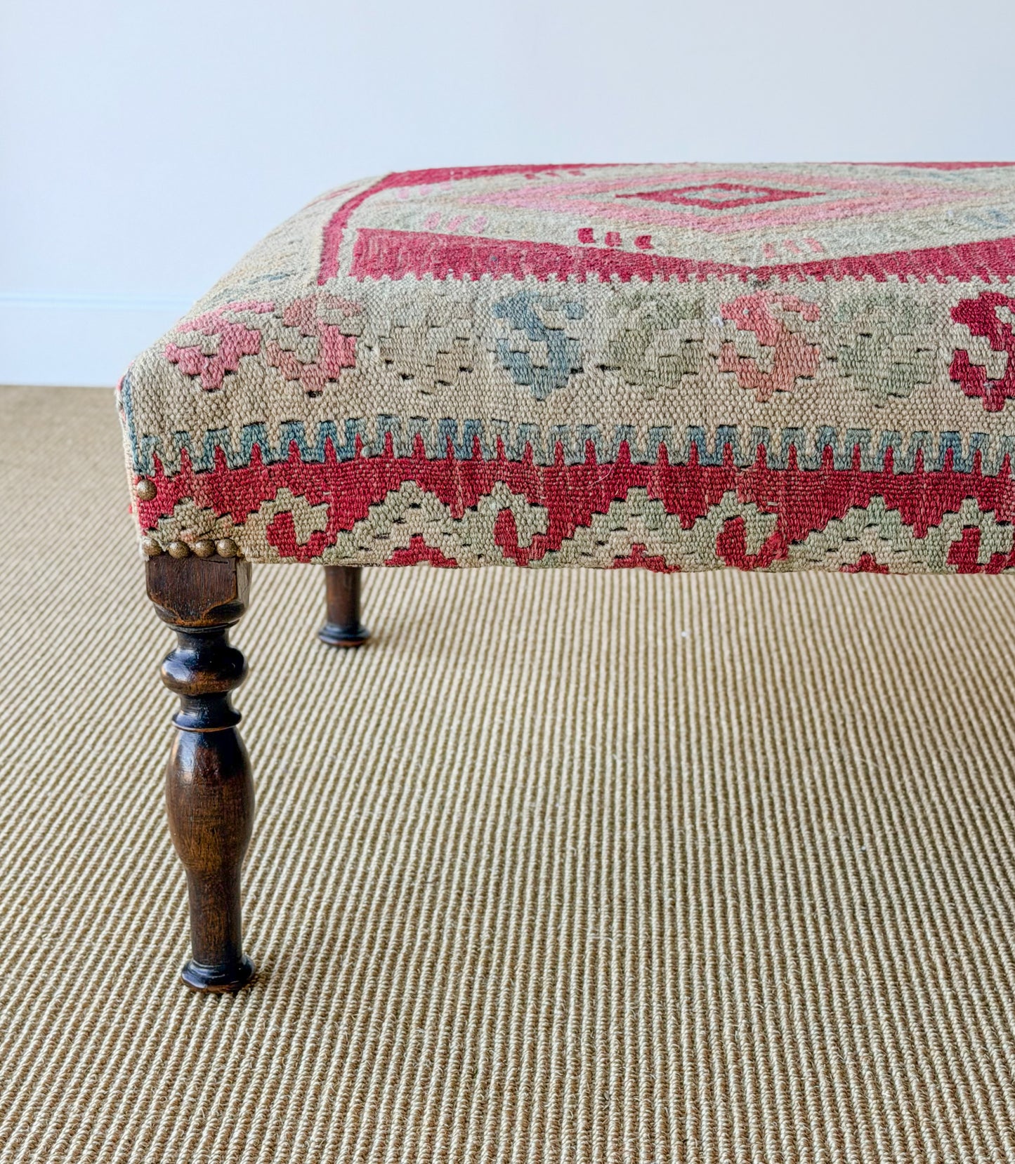 Antique Kilim Footstool (Red/Pink)
